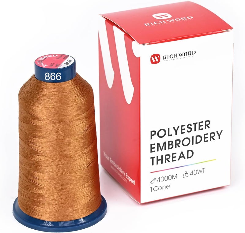 Poolin Richword Selected Brown Embroidery Thread 4000M(4374Y) 40WT Polyester Thread 100 Colors Selected for Commercial Multi Needles and Single Needle Embroidery Machine 0866 - Image 1